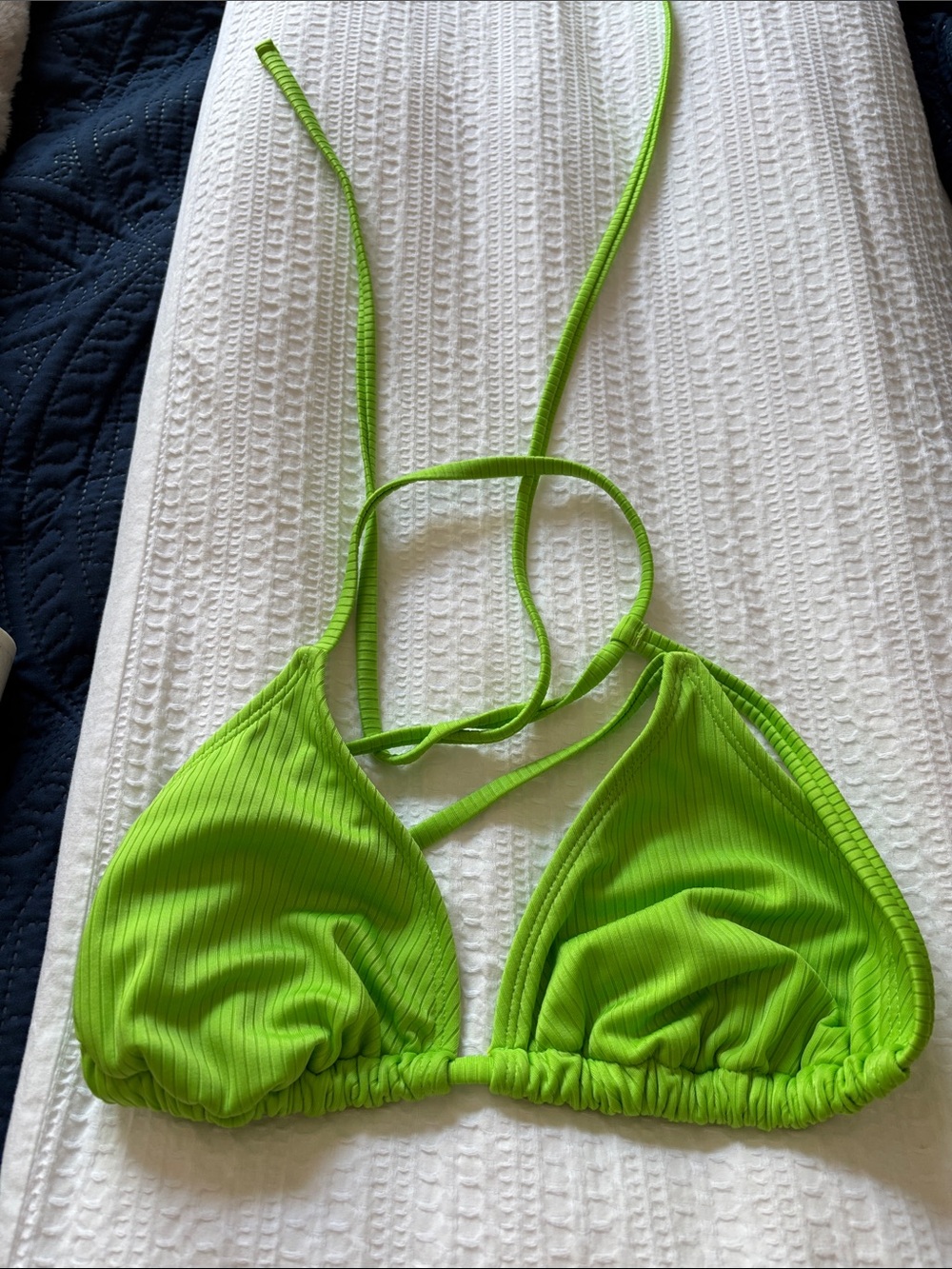 wild fable Lime Green Ribbed Triangle Bikini Top